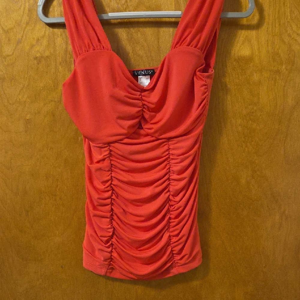 VENUS Coral Ruched Sleeveless Camisole